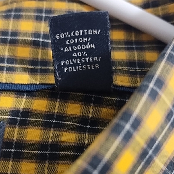 Black & Yellow Plaid Soft Button-Down Shirt Pen Pocket - Picture 6 of 14